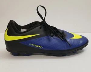 Nike Soccer Cleats Hypervenom Phatal FG Blue/Yellow 599073-470 Youth Sz 4 Y M - Picture 1 of 14