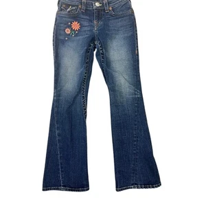 True Religion Flower Embroidered Girls Jeans, Sz 10 Boho Western Cowgirl Hippie - Picture 1 of 13