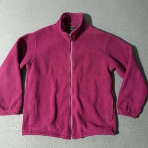 Lands End Vintage Fleece Jacket Full Zip Womens Petite S Hot Pink Made In USA - Picture 1 of 5