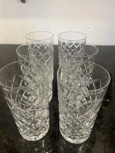 Vintage Cut Crystal Highball Glasses – Diamond & Starburst Pattern Set of 6 - Picture 1 of 7