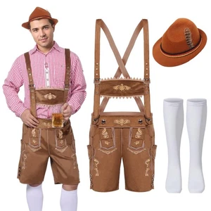 Lederhosen Oktoberfest Conjunto Para Hombres Disfraz Alemán Bávaro Sombrero Alpino Calcetines "L" - Imagen 1 de 3