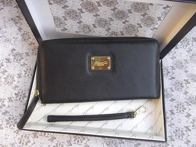 Kenneth Cole Bolso sin asas Cartera Grande de Cuero Guijarro Negro con Cremallera Alrededor Foto 1 de 4