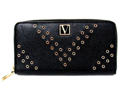 Victoria's Secret 钱包拉链黑色 VS 索环素食皮革玫瑰金 — 第 1/4 张图片