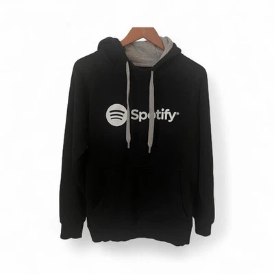 Spotify Sudadera con Capucha Negra Antigua Pequeña Gris Forrada Capucha Unisex Música Logo Foto 1 de 4