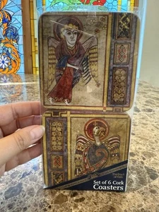 Vintage Book of Kells Cork Coasters Set of 4 Illuminated Manuscript Art - Picture 1 of 4