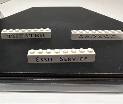Rare LEGO VINTAGE 1958 Theater, Garage & Esso Service Signs  1x8 ETCHED - Image 1 of 4