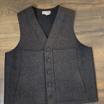 Vintage CC Filson Mackinaw Wool Vest Mens 46 Charcoal Gray Made in USA 10055 - Image 1 of 4