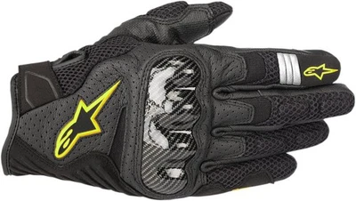 Alpinestars SMX-1 Air V2 Mens Leather Motorcycle Gloves Black/Yellow - Image 1 of 2