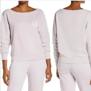 Spiritual Gangster Purple Vida Peace Sign Boatneck FrenchTerry Sweatshirt Medium - Picture 1 of 9