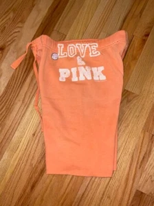 Vintage PINK by VS My Favorite Sweats Orange Sherbet Fleece Shorts Small RARE - Picture 1 of 14