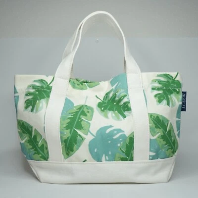 J. Bolso de Mano Crew Mini Lona Estructurada Marfil Monstera Verde Beige Nuevo con Etiquetas Foto 1 de 4