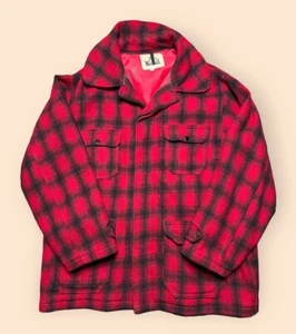 Vintage Woolrich Jacket 1960s Men’s Size 48 Hunting Wool Chore 60s Red Plaid - Picture 1 of 4