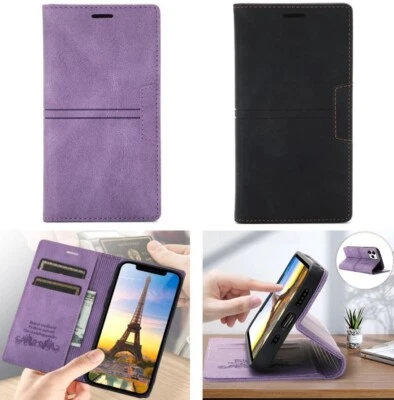 Slim Wallet case for Samsung Galaxy A13 A14 A15 A16 4G 5G Purple Lilac Black - Image 1 of 3