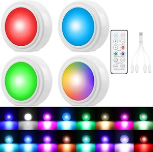 4 Pcs Wireless Interior Car Led Lights with Remote Control, 16 Colors - Picture 1 of 12