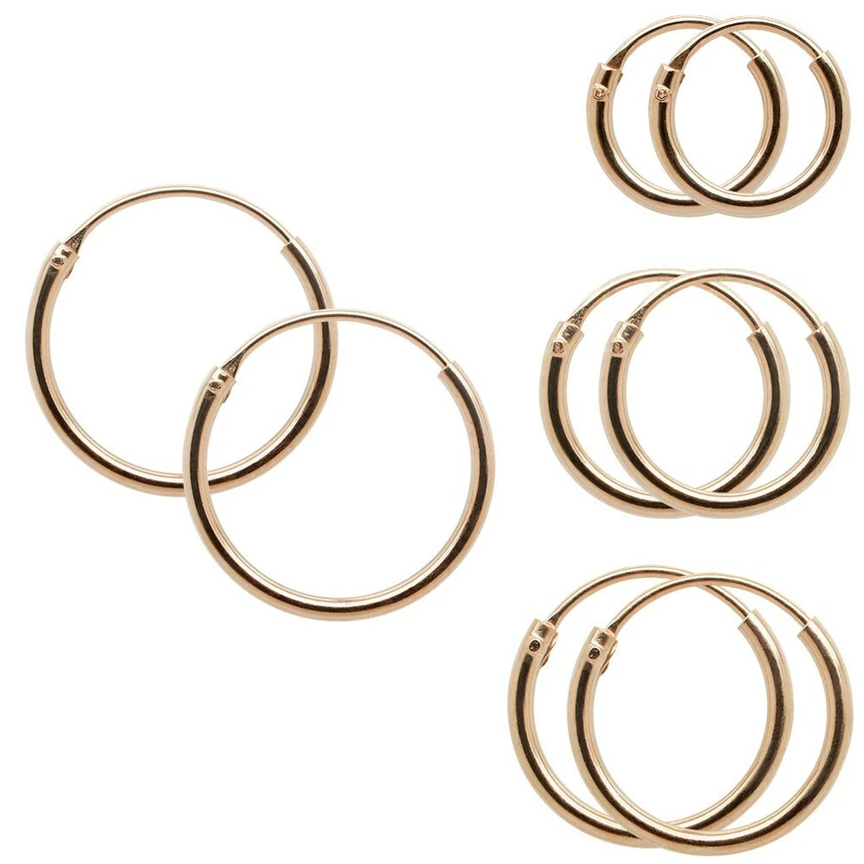 Creolen 18 Karat Rose vergoldet roségold Rosengold 8 10 12 14 mm 1,2mm stark - Bild 1 von 1