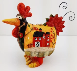 Large 6.5" Folk Art Whimsy Anthropomorphic Rooster Chicken Figurine Ornament - Picture 1 of 7