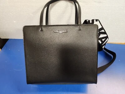 $198 KARL LAGERFELD PARIS Maybelle Black/Gold Crossbody Bag Satchel - Image 1 of 4