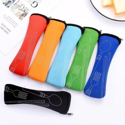 Cutlery Bag Fork Spoon Storage Bag Picnic Travel Camping Portable Case Pouch - Image 1 of 4