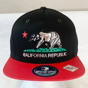 NUEVO OSO BANDERA DE LA REPÚBLICA DE CALIFORNIA GORRA ALTA FRECUENCIA SOMBRERO SNAPBACK 2 TONOS 5 PANELES - Imagen 1 de 6