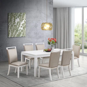 Kings Brand Furniture - Austin 7-Piece Dining Set, Table & 6 Chairs, Gray/White - Picture 1 of 5
