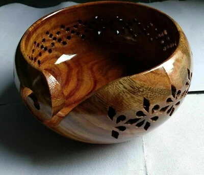 Hand Crafted Wooden Yarn Bowl Knitting Rosewood Handmade Crochet Working