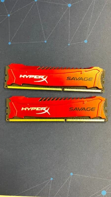 8GB (2x4GB) Kingston HyperX Savage Memory RAM HX316C9SRK2/8 DDR3 PC3 12800 Red - Image 1 of 2