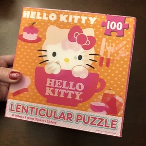 100 PC TEA PARTY PUZZLE Hello Kitty Lenticular NEW 2012 Complete Coffee Cup - Picture 1 of 9