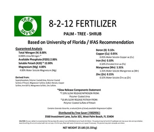8-2-12 Palm Fertilizer - 25LBS. Palm,Trees and Shrub Fertilizer. Slow Release Fe - Picture 1 of 2
