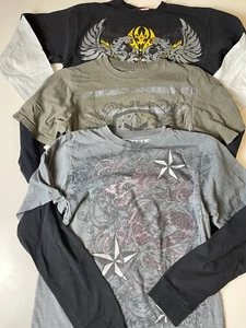Lot of 3 Layered Long Sleeve T Shirts Boys Large Rudeboyz Helix Dragons Stars - Picture 1 of 15