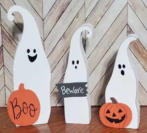 3 Pc Ghost Trio Fall Table Decor - Tier Tray Decor - Signs & Plaques 👻Figurines - Picture 1 of 2