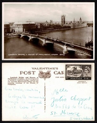 England postal card Lambeth bridge View To St. Maurice Switzerland - Image 1 of 3