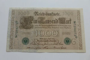 ALLEMAGNE Deuxième Reich 1000 Mark 1910 Tampon Vert - Picture 1 of 2