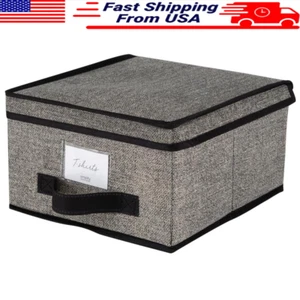 Plastic Storage Box W/ Lid Handle Stackable Organizer Home Office 3.46 Gallon US - Picture 1 of 9