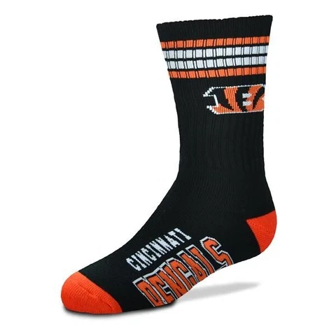 Cincinnati Bengals Men's Crew Socks Youth Size 1 to 5 4 Stripe Cover