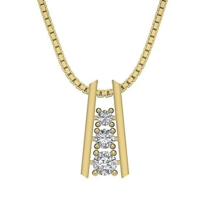 Colgante Viaje Diamante Natural I1 G 0.65 Ct Collar Juego de Puntas Oro Amarillo 14K Foto 1 de 4