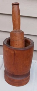 Antique Treen Ware Wooden Mortar and Pestle - Picture 1 of 7