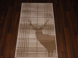 Modern Approx 4x2 60cm x 110cm Novelty range new checked stag beige/cream rugs - Picture 1 of 8