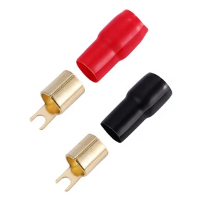2 Pairs Copper Spade Connector 0ga Terminal Crimp Barrier Spades Crimp Terminals - Picture 1 of 12