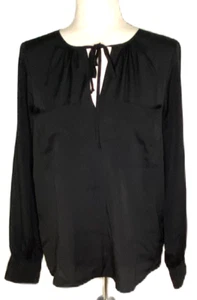 BCBGMAXAZRIA Women's Long Sleeve Black Blouse w/Front Tie - Size S - Picture 1 of 9