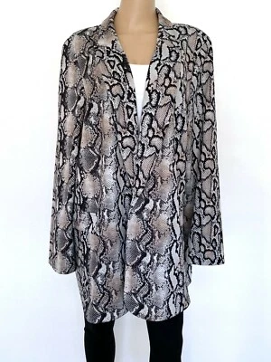 NUEVO CON ETIQUETAS JOSEPH RIBKOFF Chaqueta Blazer Talla Grande 22 2XL Reino Unido 24 Estampado Animal Beige Negro Foto 1 de 4