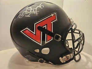 Virginia Tech Hokies 2010 Signed Black Pro Combat Game Worn Helmet Greg Nosal - Picture 1 of 22