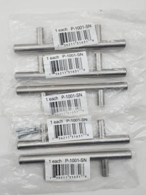 Paquete de 5 centros de níquel satinado estilo europeo de 5,75" Foto 1 de 4