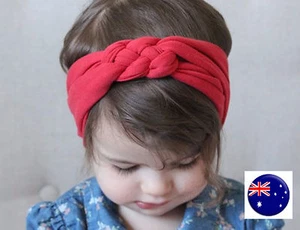 Baby Kid Girl 80' Retro Braided Party bow boho Cotton Headband Hair band Wrap - Picture 1 of 10