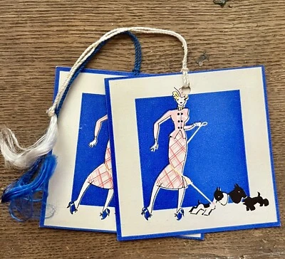 Juego de 2 tarjetas de puntuación vintage sin usar para dama perro caminando Gibson Bridge Tally Foto 1 de 2