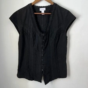Soft Surroundings Top Short Sleeve Embroidered Womens Size Large Faded - Picture 1 of 6