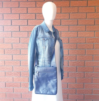 Radley London Leather Crossbody Messenger Bag–Navy Blue(Missing Scottie Dog Tag) - image 1 of 4