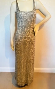 Sean Collection RARE Vintage Beaded Gown 100% Pure Silk Silver Grey Formal Prom - Picture 1 of 8