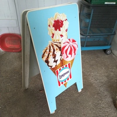 LANGNESE Aufsteller beidseitig Werbetafel Waffel Eis Reklame alt 1960/1970 - Bild 1 von 4