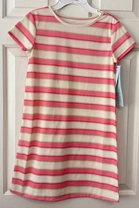 cat&jack girl's size M-8 pink white short sleeve stripes/elr472 sundress - Picture 1 of 14