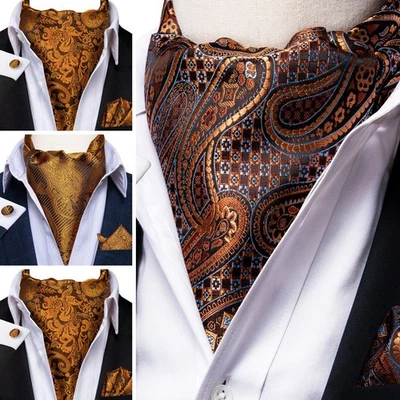 Juego de 3 gemelos cuadrados de bolsillo Ascot dorados para hombres para boda ropa formal regalos Foto 1 de 2